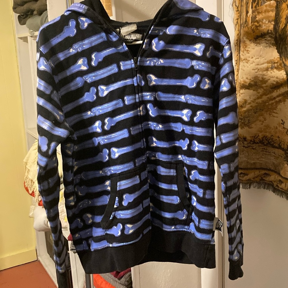 Mens Social Collision bones pattern hoodie sweatshirt